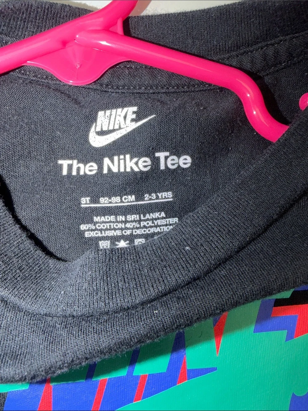 Nike Black Short Sleeve Tee with Multicolor Drip Swoosh